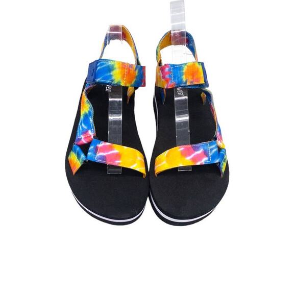 Nine West Camping Platform Sandals Rainbow Tie Dye Women's size 9 Colorful - Picture 3 of 7